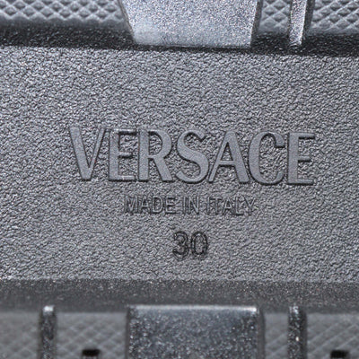 Versace Kids Black Croc Embossed Leather Ankle Boots