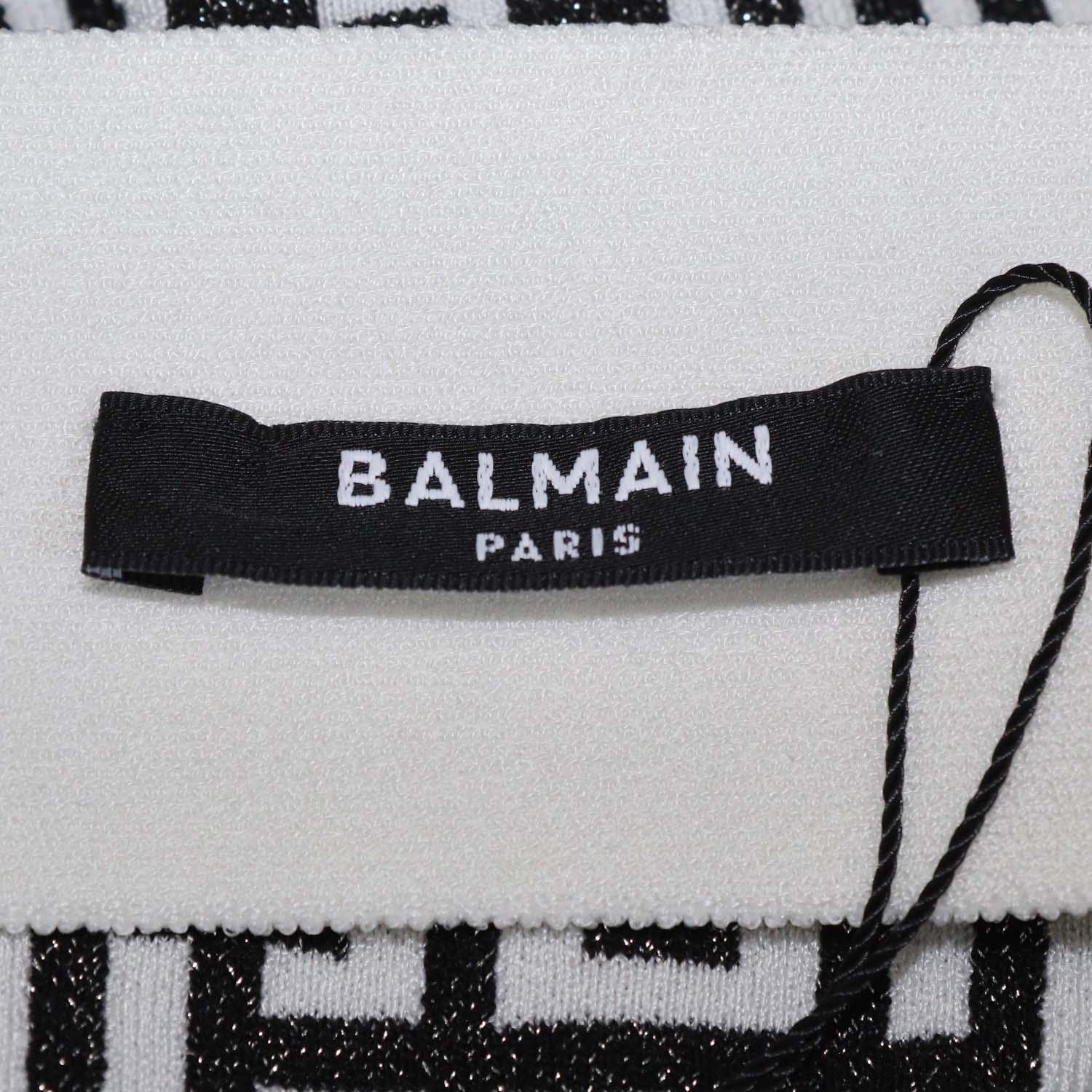 Balmain Black/White Blend Viscose Jacquard Lurex Mini Skirt