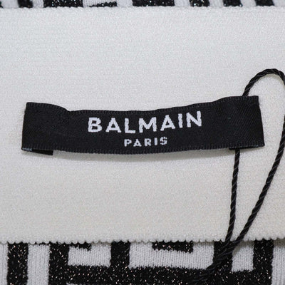 Balmain Black/White Blend Viscose Jacquard Lurex Mini Skirt