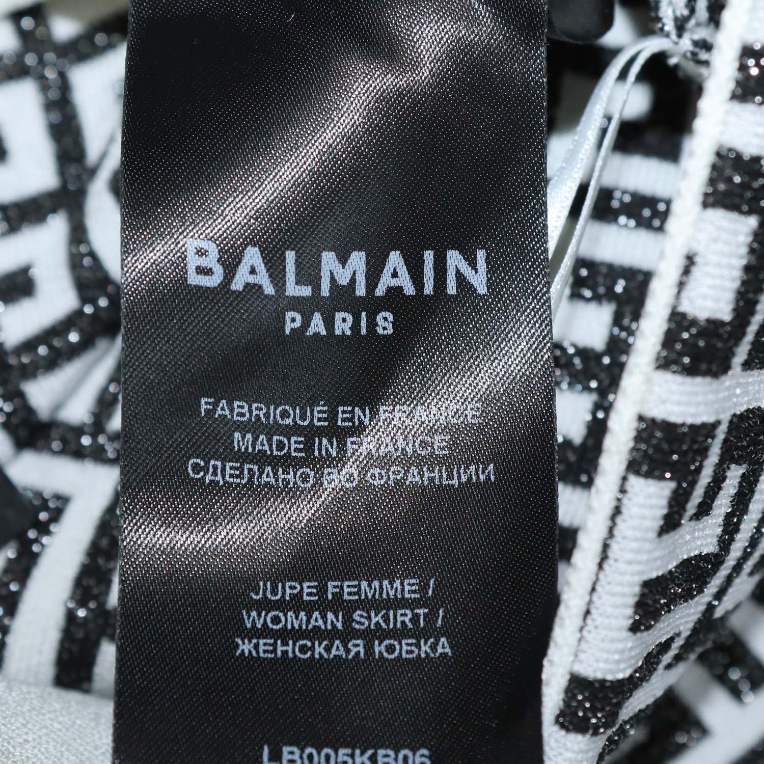 Balmain Black/White Blend Viscose Jacquard Lurex Mini Skirt