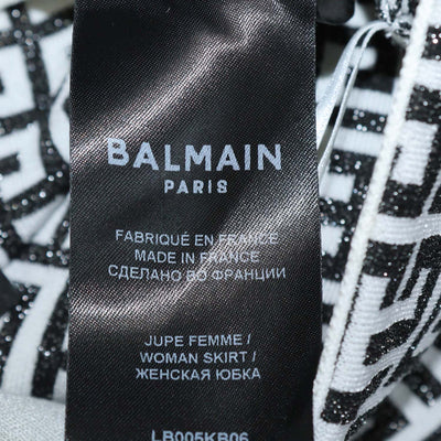 Balmain Black/White Blend Viscose Jacquard Lurex Mini Skirt