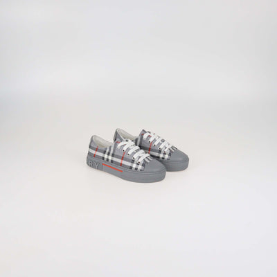 Burberry Kids Grey Vintage Check Fabric Jack Low Top Sneakers
