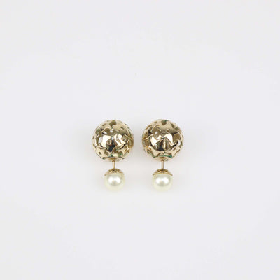 Christian Dior Gold Tone Metal Faux Pearl Star Mise En Dior Earrings