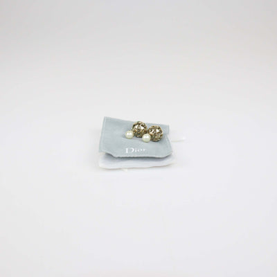 Christian Dior Gold Tone Metal Faux Pearl Star Mise En Dior Earrings