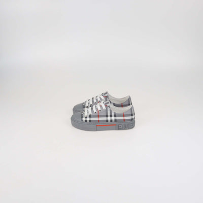 Burberry Kids Grey Vintage Check Fabric Jack Low Top Sneakers