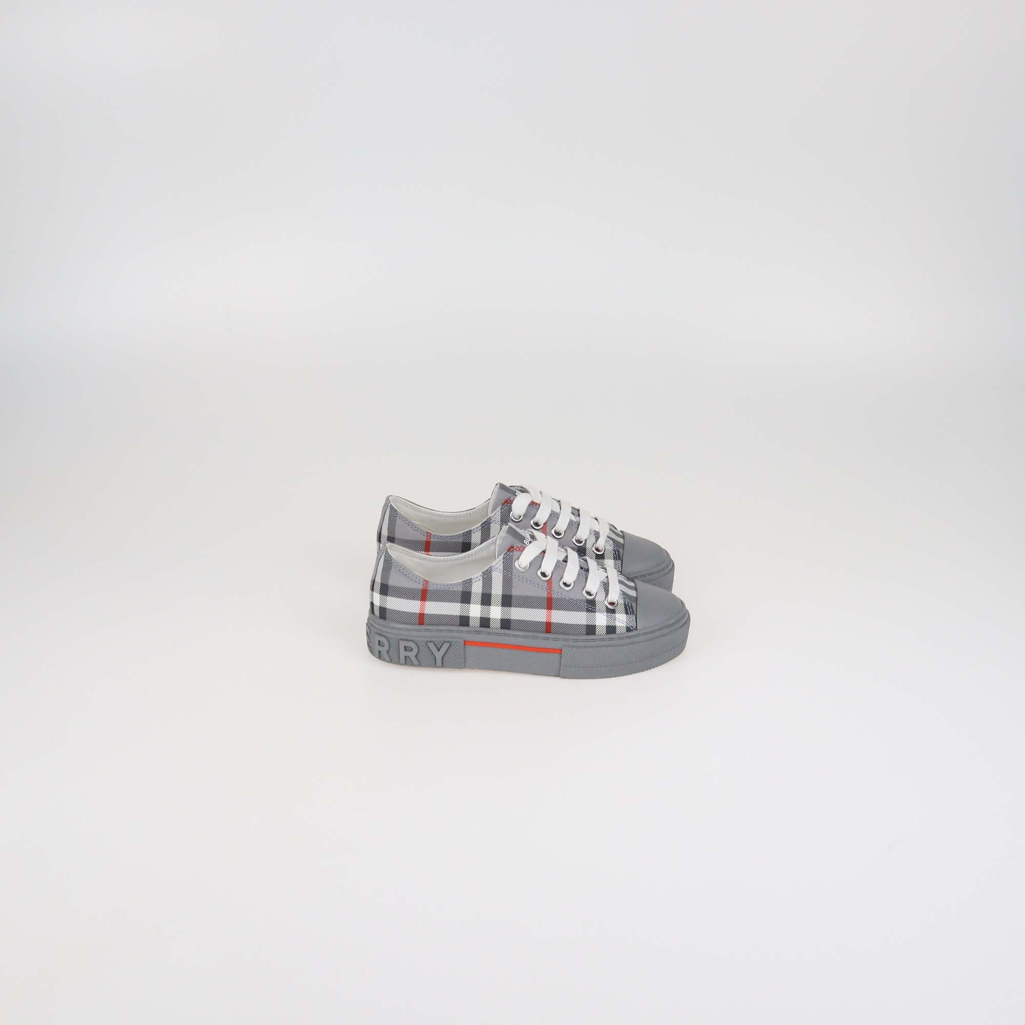 Burberry Kids Grey Vintage Check Fabric Jack Low Top Sneakers