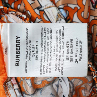 Burberry Orange/Multicolor Silk Printed Twill Pants