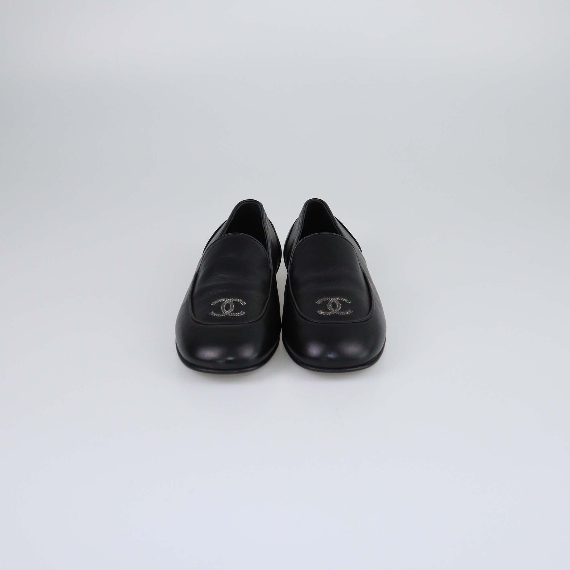 Chanel Black CC Mocassins Loafers Womens Chanel 