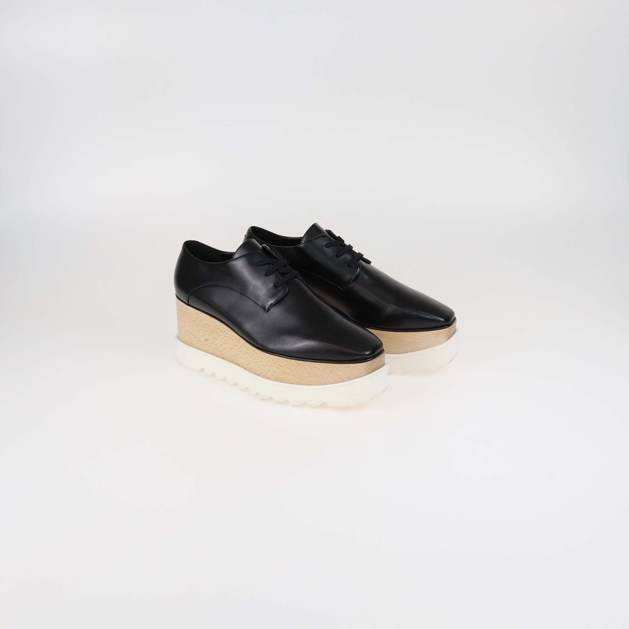 Stella McCartney Black Faux Leather Elyse Platform Sneakers