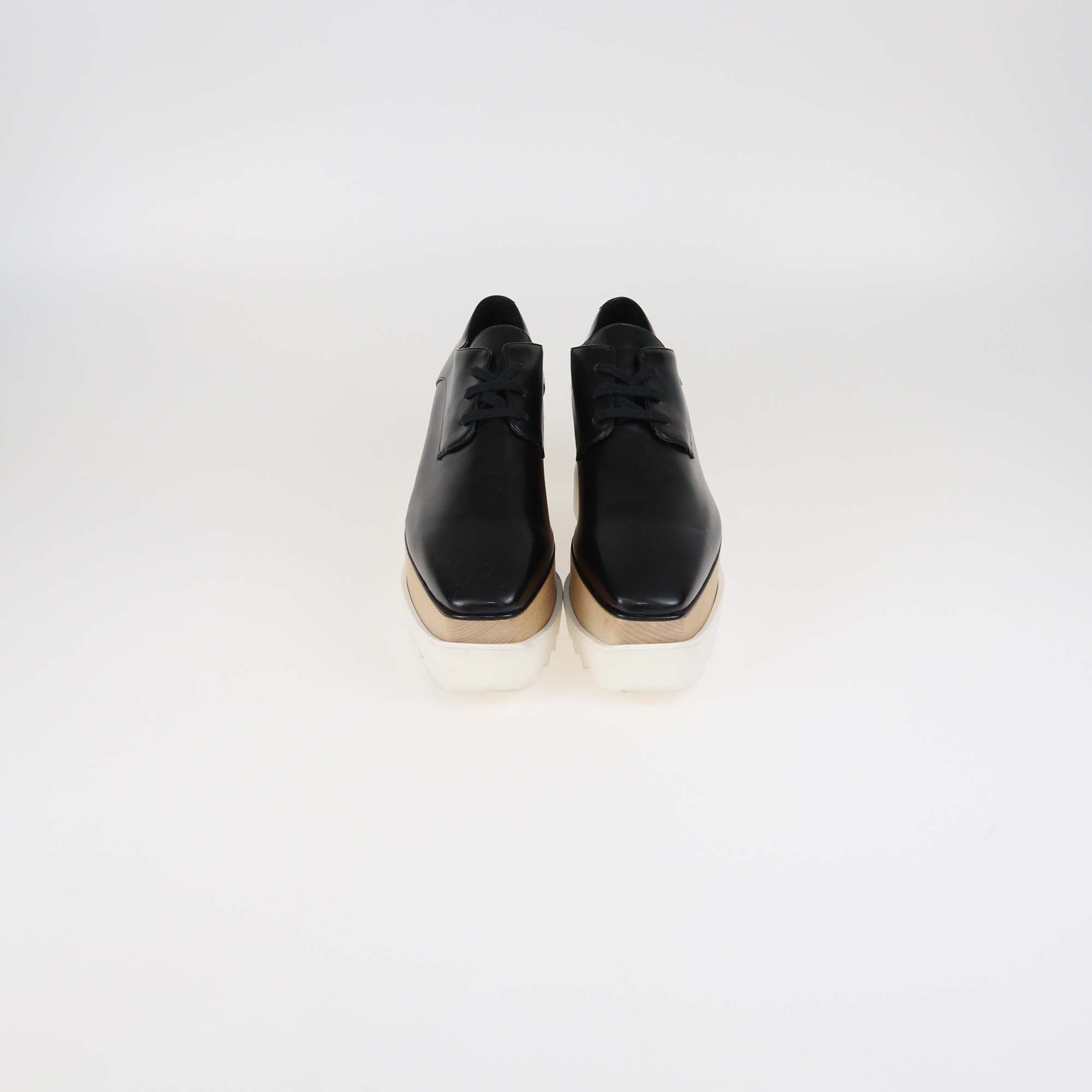 Stella McCartney Black Faux Leather Elyse Platform Sneakers