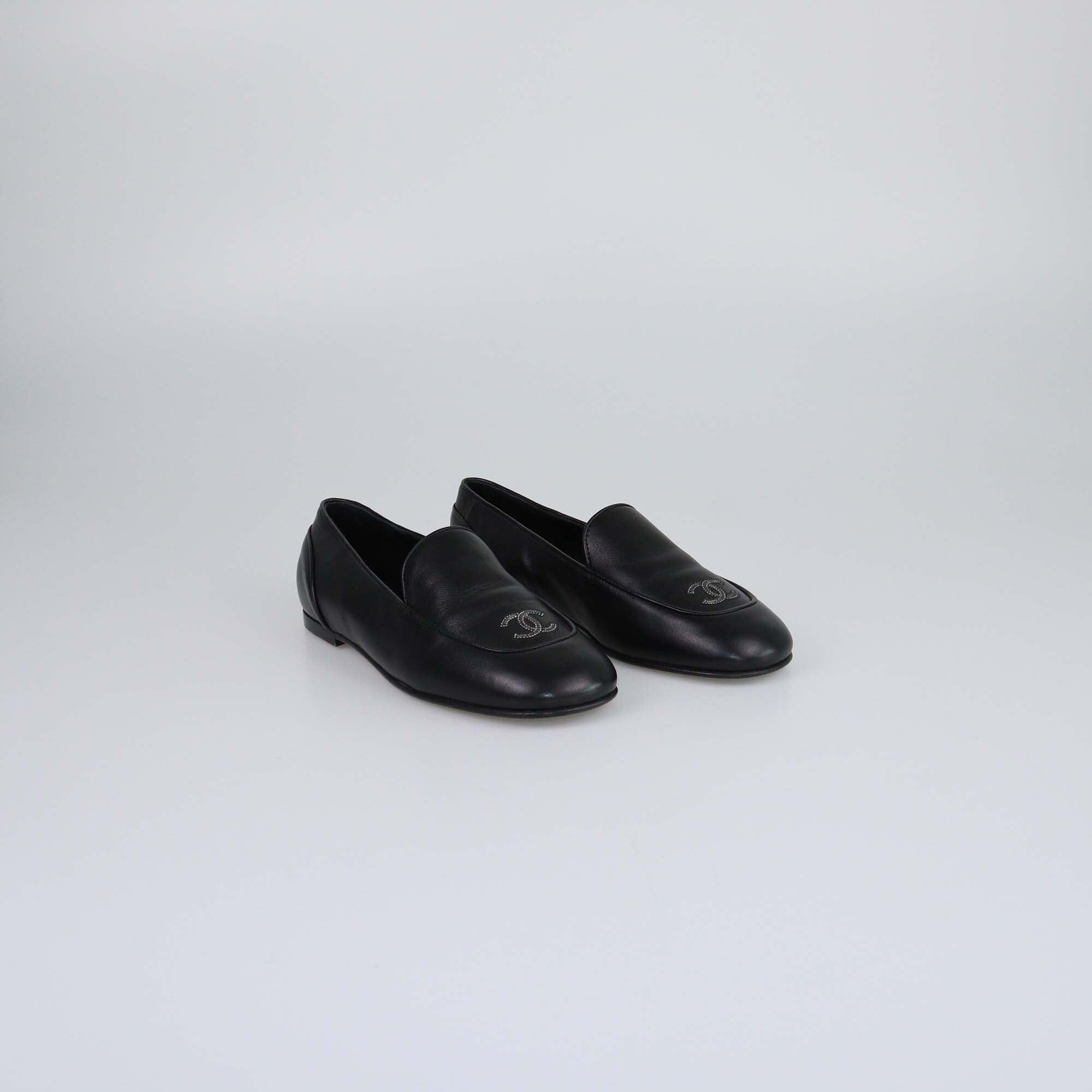 Chanel Black CC Mocassins Loafers Womens Chanel 