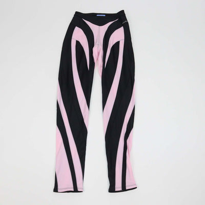 Mugler Black/Pink Blend Polyamide Panelled Spiral Leggings