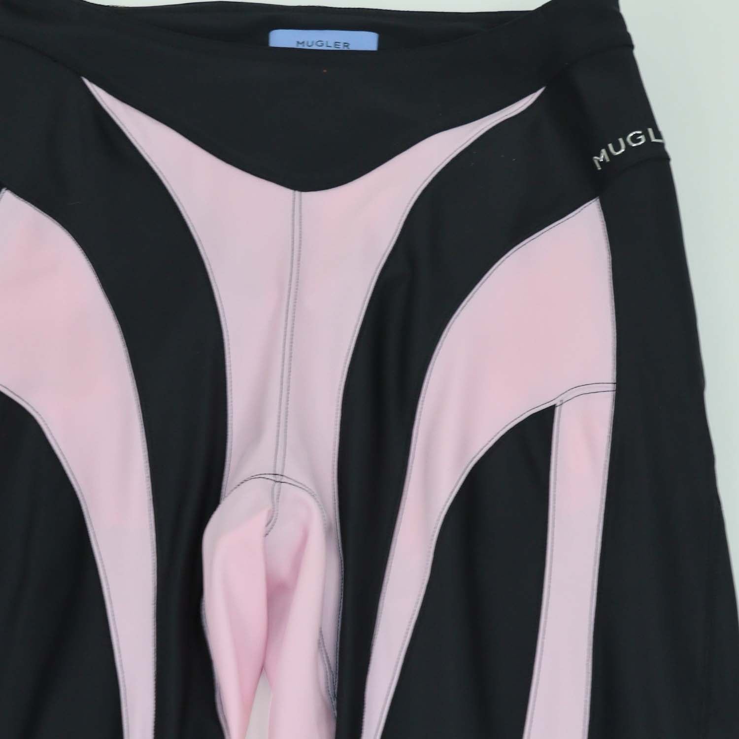 Mugler Black/Pink Blend Polyamide Panelled Spiral Leggings