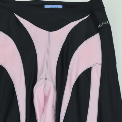 Mugler Black/Pink Blend Polyamide Panelled Spiral Leggings
