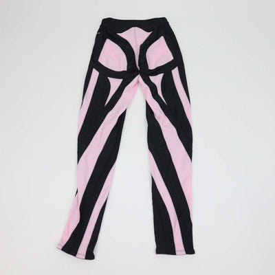 Mugler Black/Pink Blend Polyamide Panelled Spiral Leggings