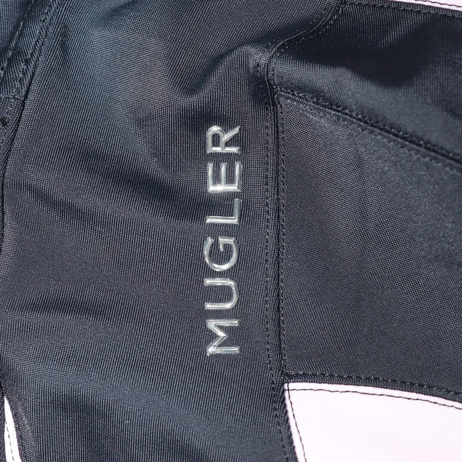 Mugler Black/Pink Blend Polyamide Panelled Spiral Leggings