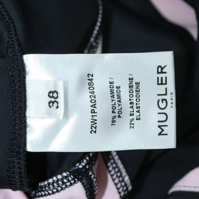 Mugler Black/Pink Blend Polyamide Panelled Spiral Leggings