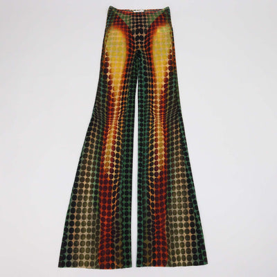 Jean Paul Gaultier Multicolor Polyamide Polka Dot Flared Pants