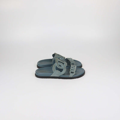 Hermes Blue Suede Extra Sandals