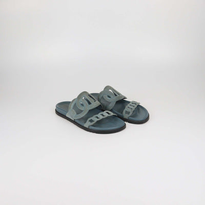 Hermes Blue Suede Extra Sandals