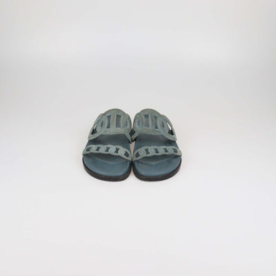 Hermes Blue Suede Extra Sandals