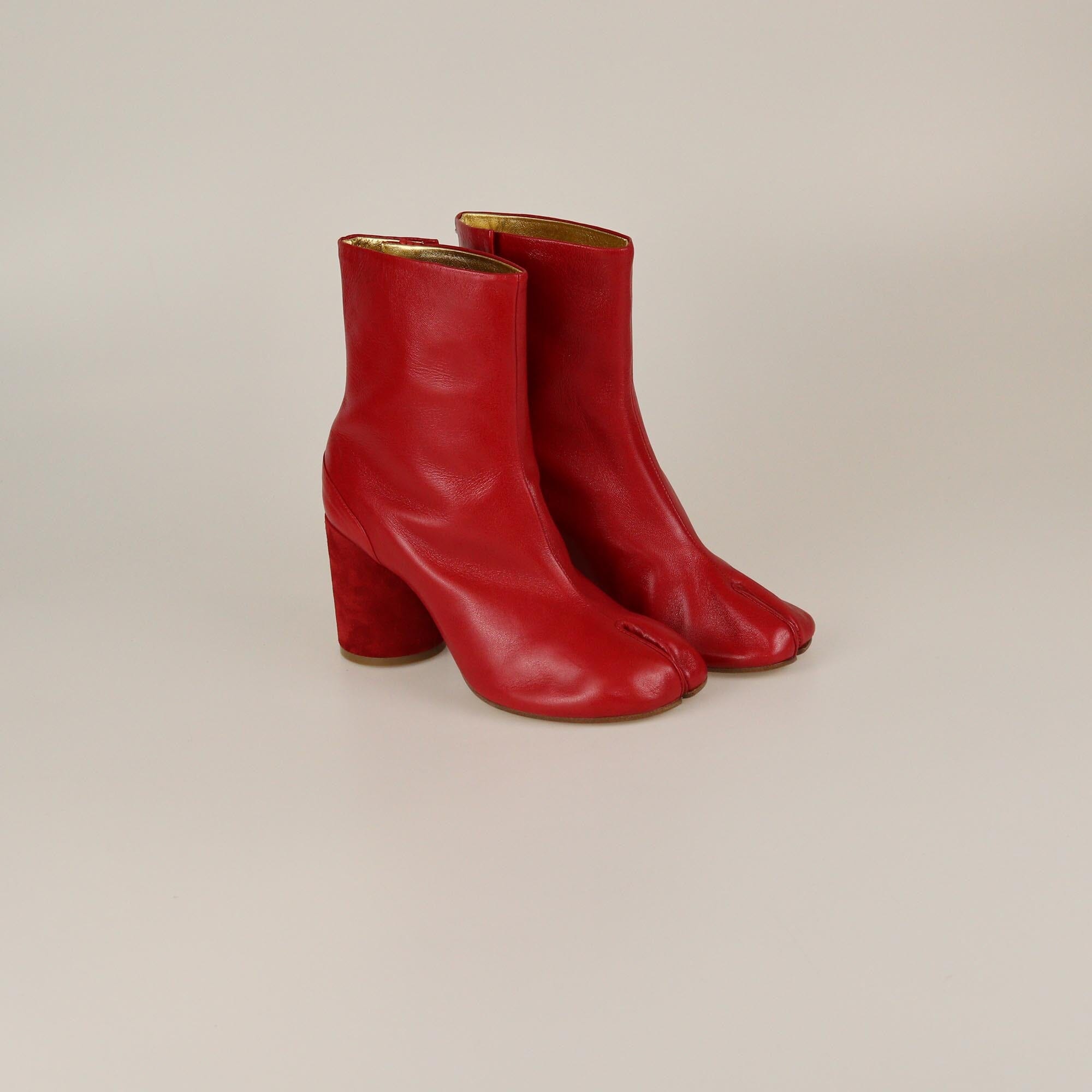 Maison Martin Margiela Red Tabi Ankle Boots Womens Maison Martin Margiela 