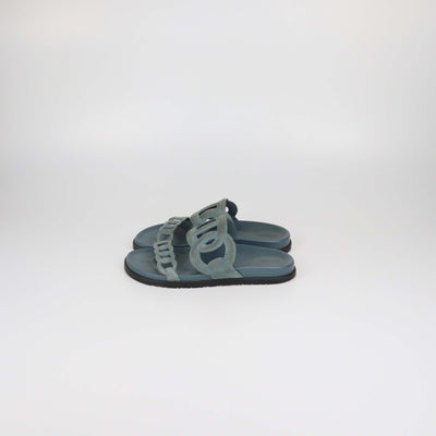 Hermes Blue Suede Extra Sandals