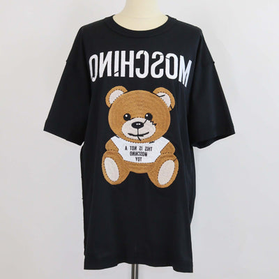 Moschino Couture Black Cotton Teddy Bear Embroidered Short Sleeve T-Shirt