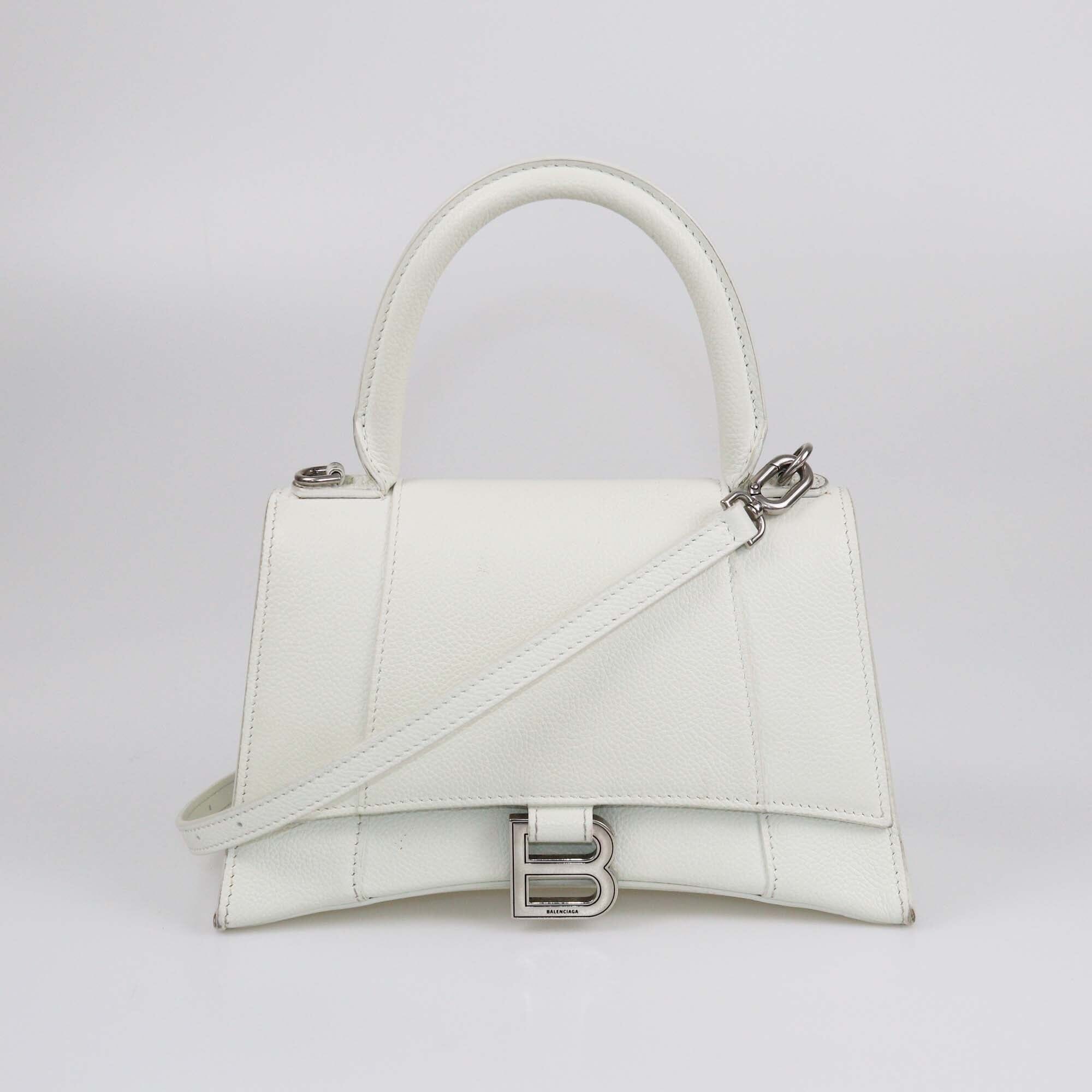 Balenciaga White Small Hourglass Top Handle Bag Womens Balenciaga 