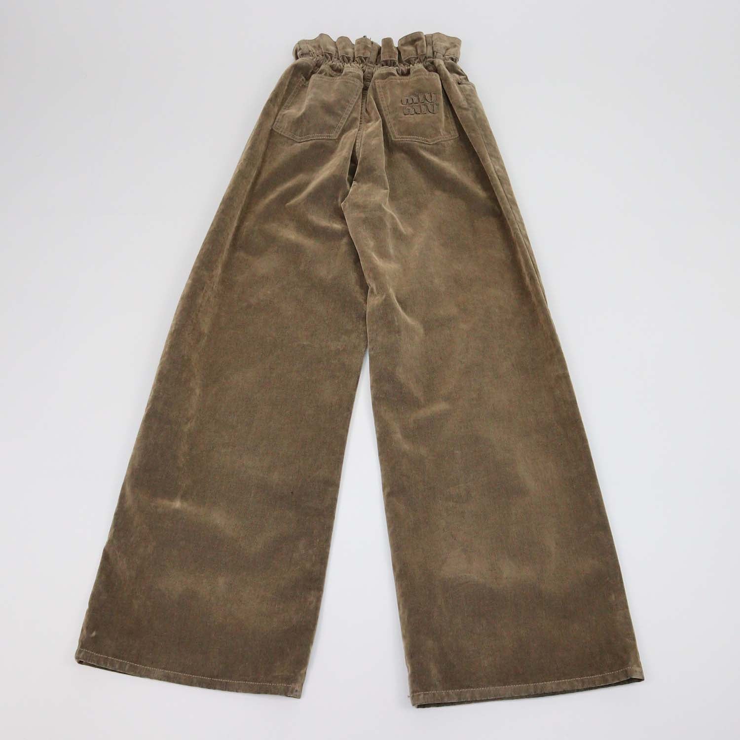 Miu Miu Brown Velvet Chambray Wide Leg Pants