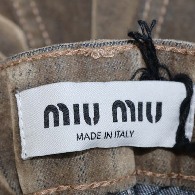 Miu Miu Brown Velvet Chambray Wide Leg Pants
