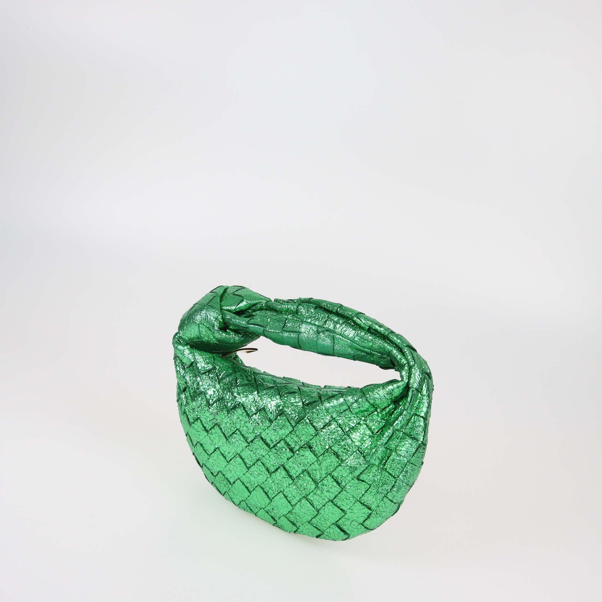 Bottega Veneta Metallic Green Intrecciato Mini Jodie Bag Womens Bottega Veneta 