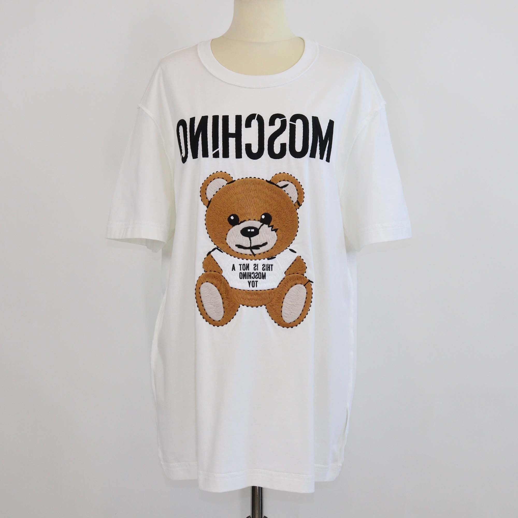Moschino Couture White Cotton Teddy Bear Embroidered Short Sleeve T-Shirt