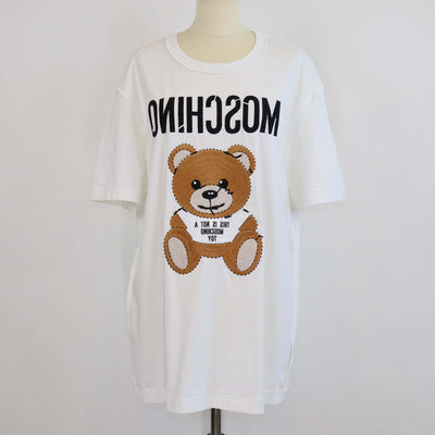 Moschino Couture White Cotton Teddy Bear Embroidered Short Sleeve T-Shirt