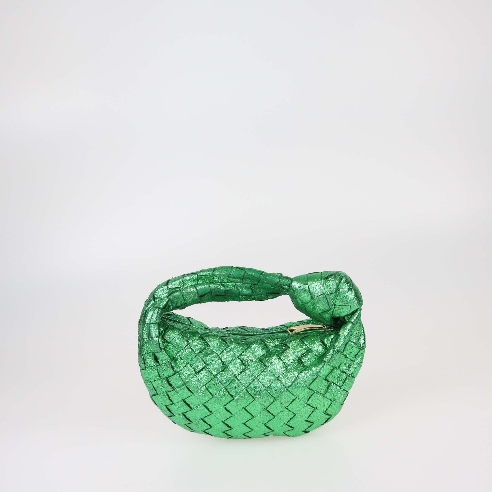 Bottega Veneta Metallic Green Intrecciato Mini Jodie Bag Womens Bottega Veneta 