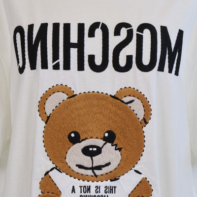 Moschino Couture White Cotton Teddy Bear Embroidered Short Sleeve T-Shirt