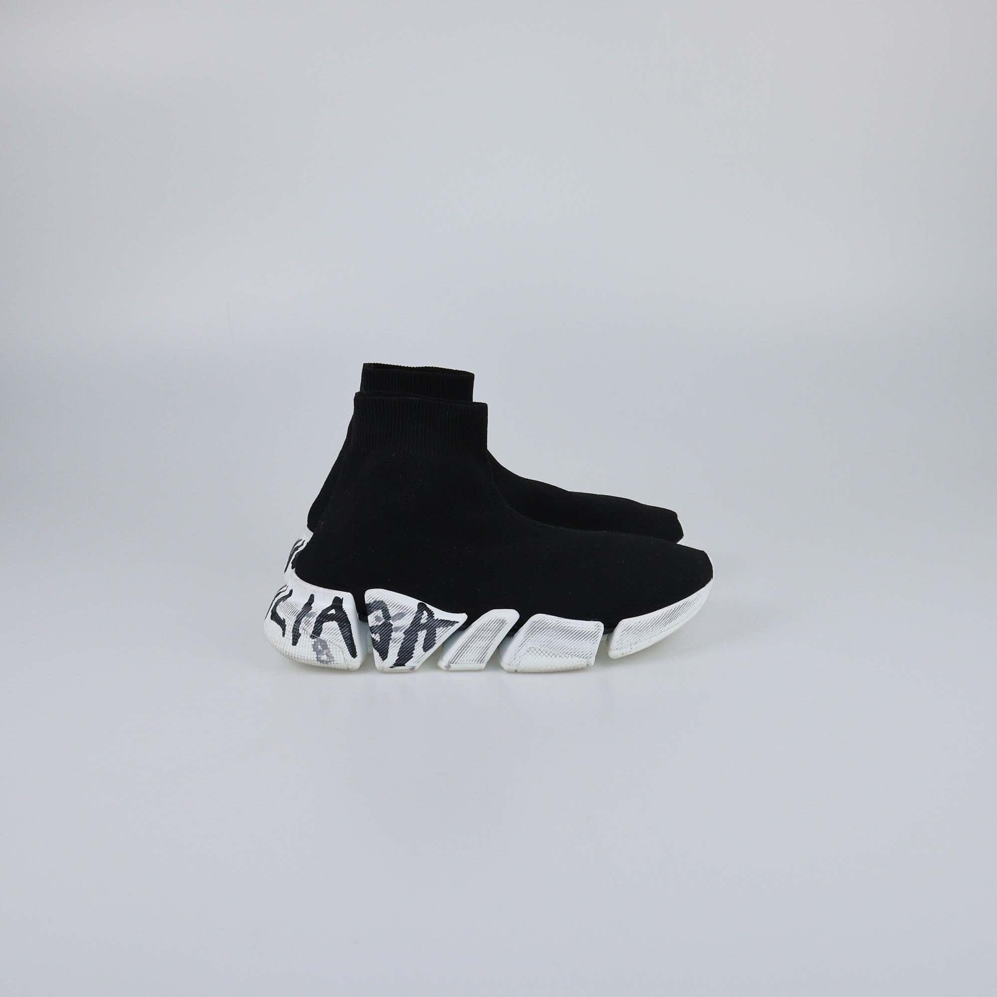 Balenciaga Black Graffiti Speed 2.0 Sneakers Womens Balenciaga 