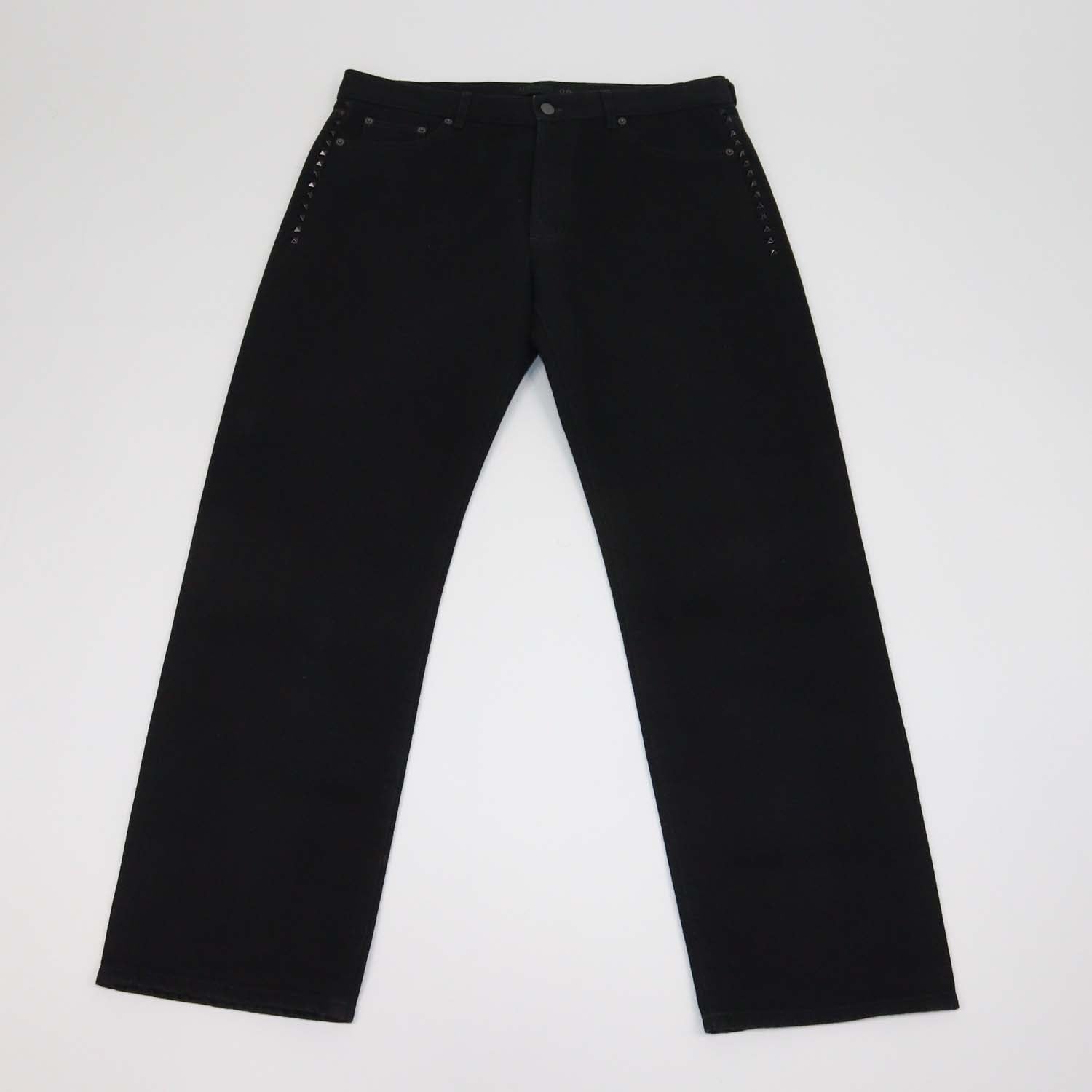 Valentino Black Denim Rockstud Straight Leg Pants