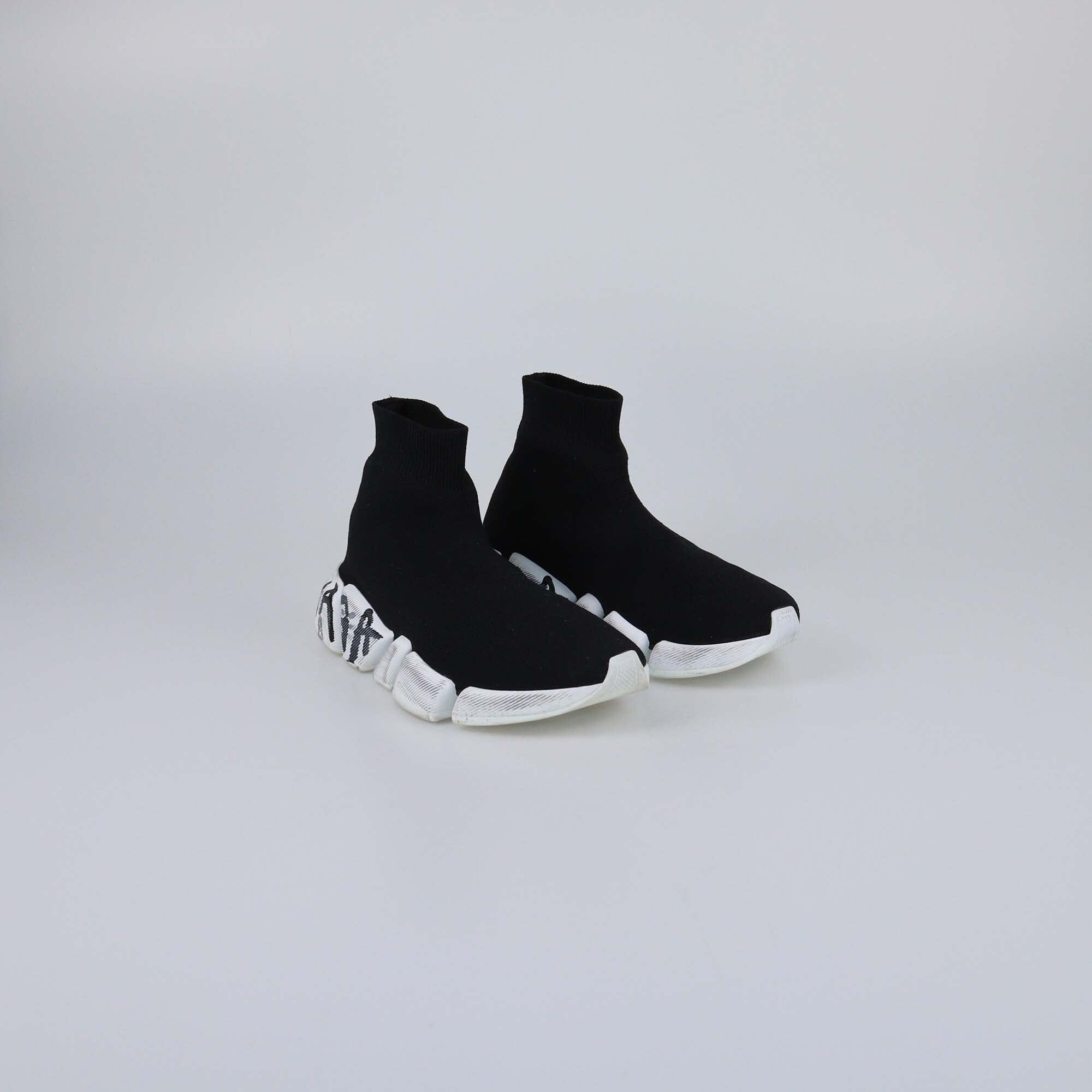 Balenciaga Black Graffiti Speed 2.0 Sneakers Womens Balenciaga 