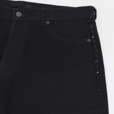 Valentino Black Denim Rockstud Straight Leg Pants