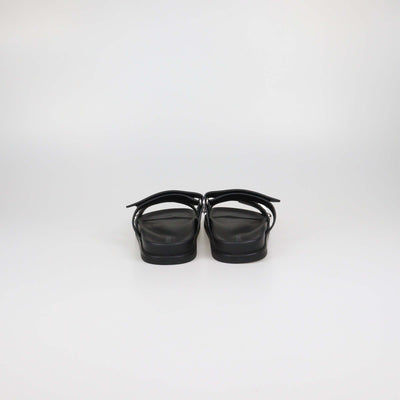 Hermes Black Leather Medor Studs Chypre Sandals