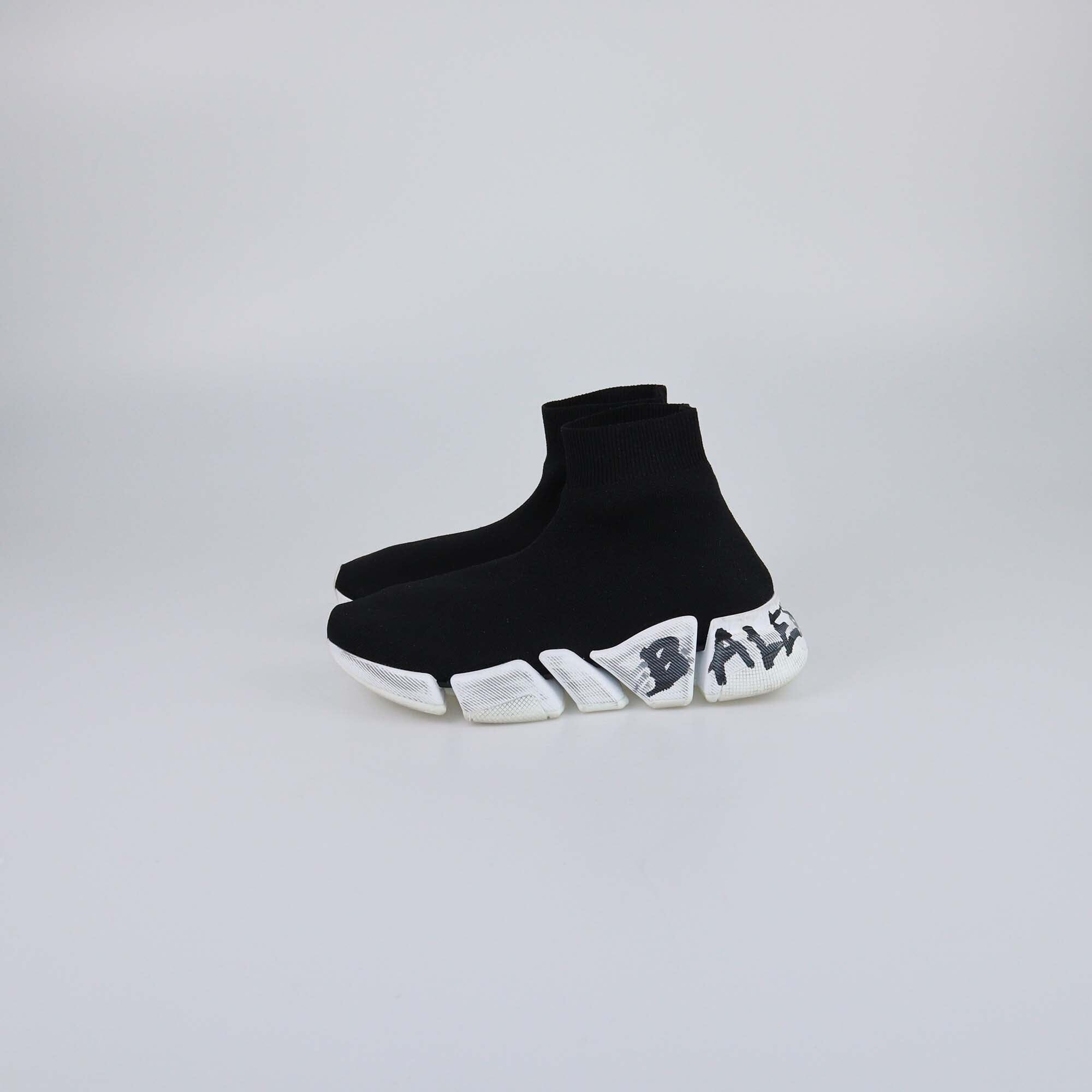 Balenciaga Black Graffiti Speed 2.0 Sneakers Womens Balenciaga 