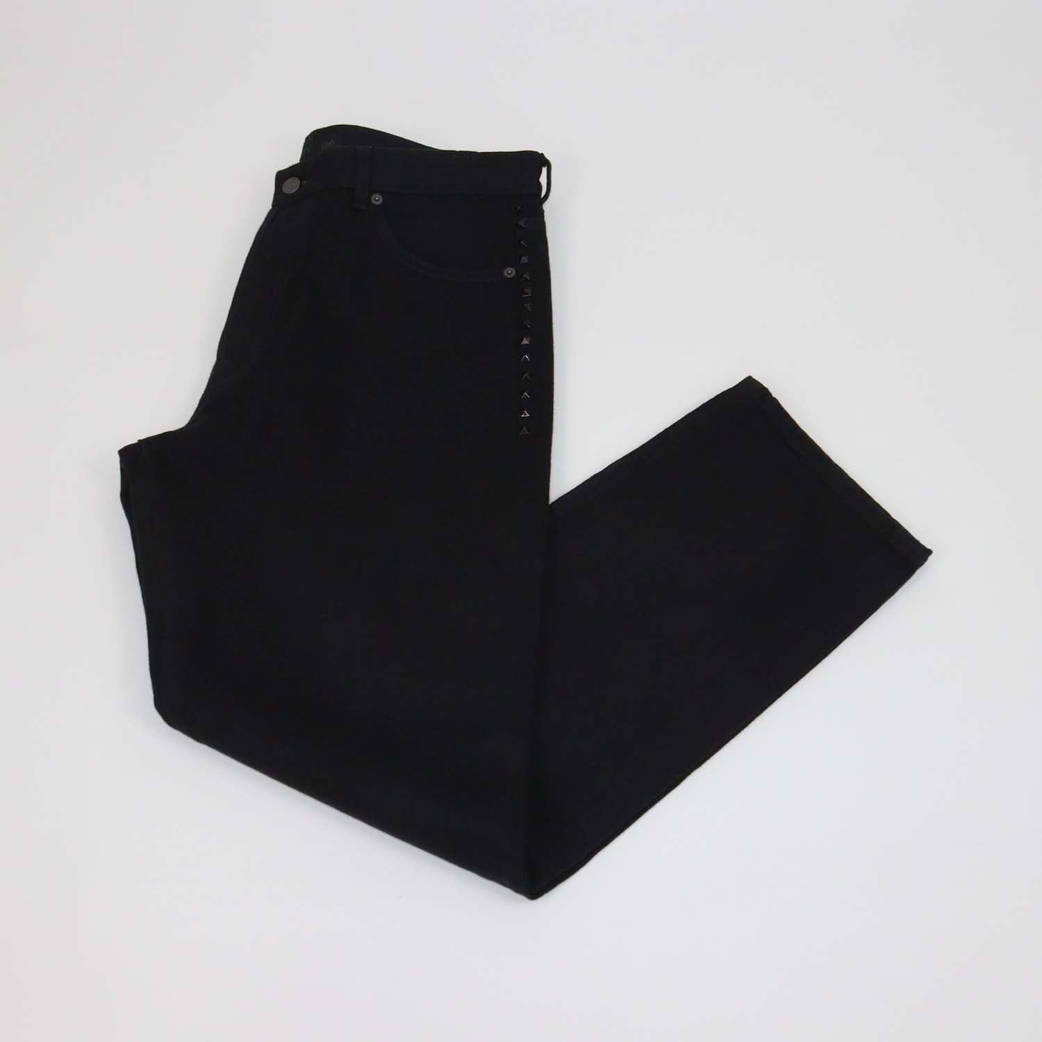 Valentino Black Denim Rockstud Straight Leg Pants