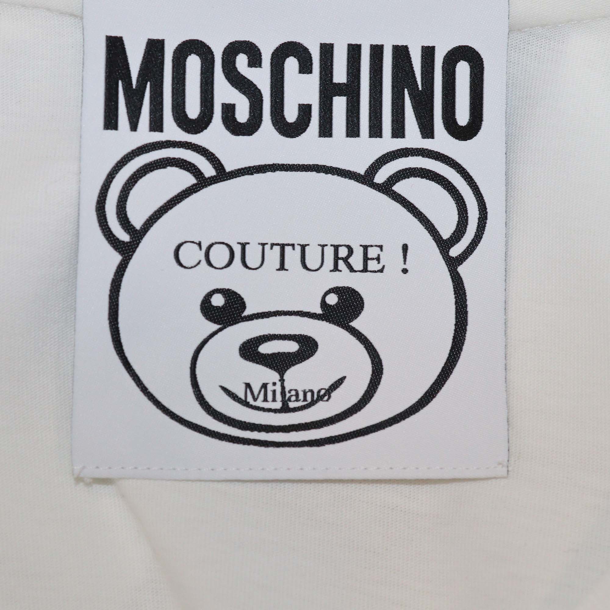 Moschino Couture White Cotton Teddy Bear Embroidered Short Sleeve T-Shirt