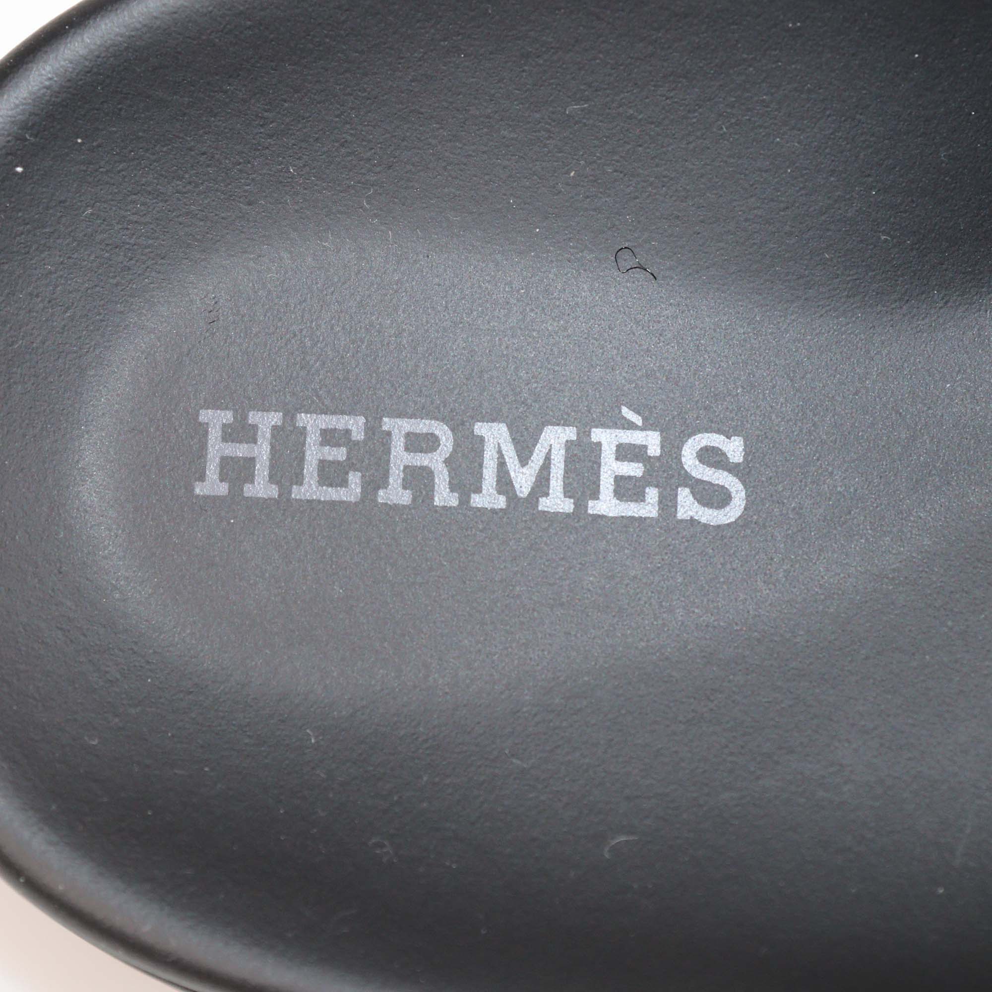 Hermes Black Leather Medor Studs Chypre Sandals