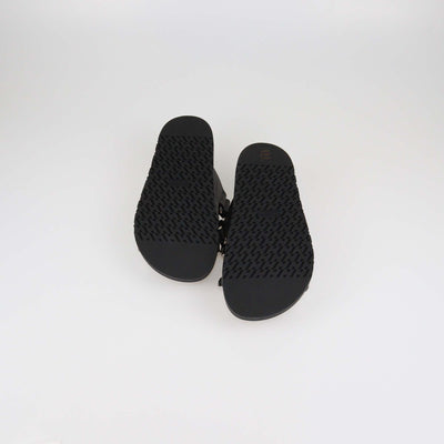 Hermes Black Leather Medor Studs Chypre Sandals