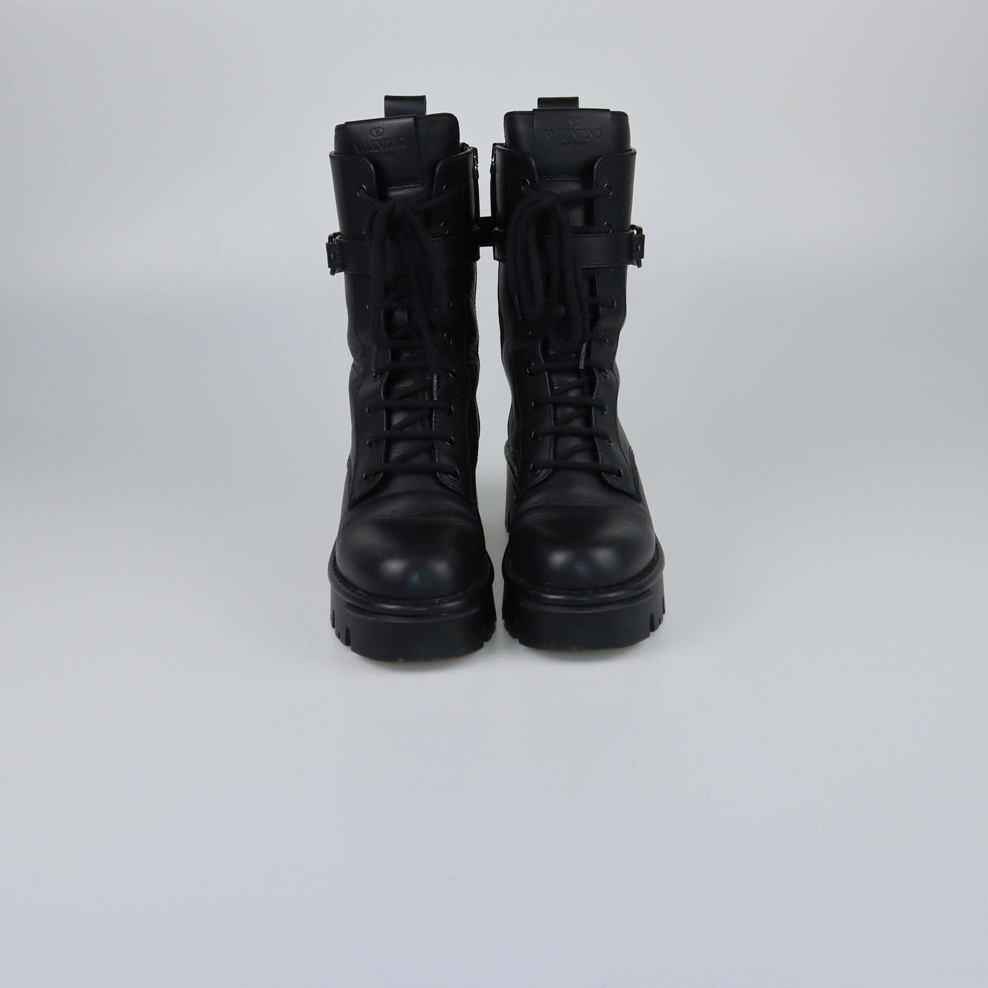 Valentino Black Campsite Combat Boots Womens Valentino 