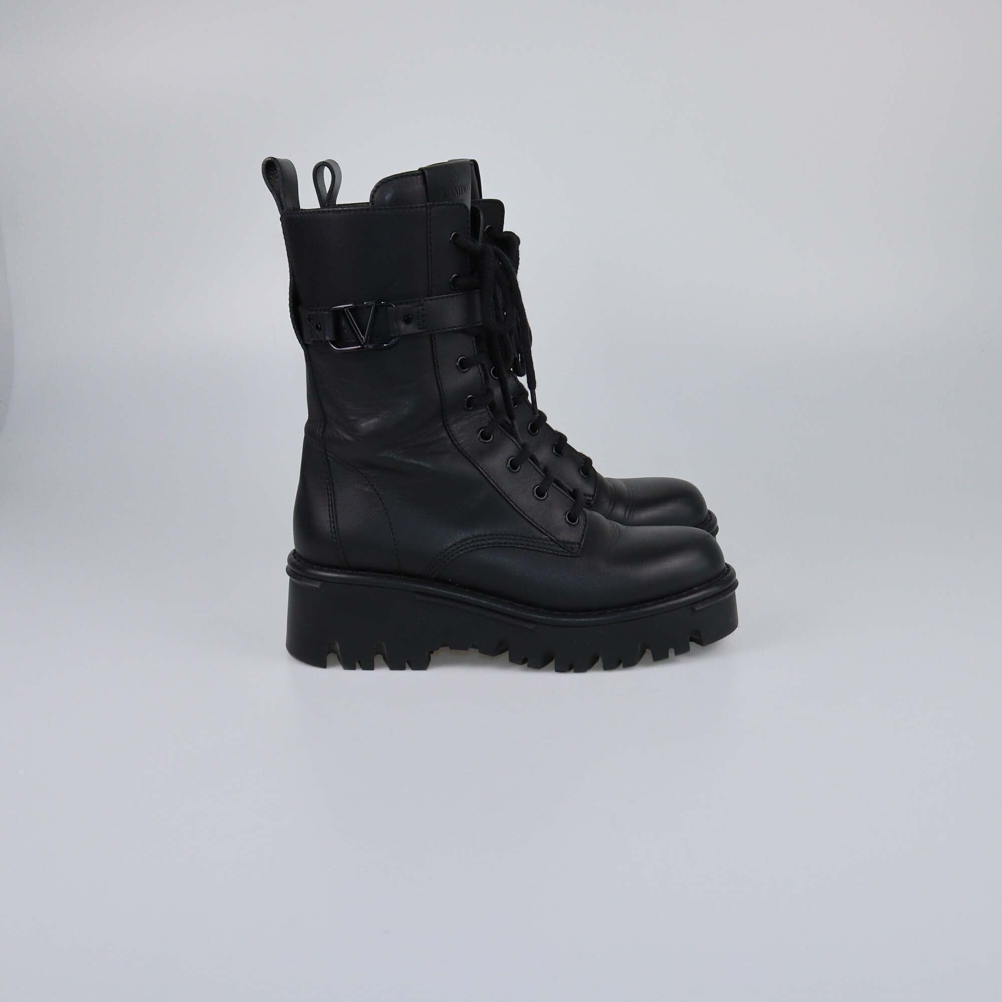 Valentino Black Campsite Combat Boots Womens Valentino 