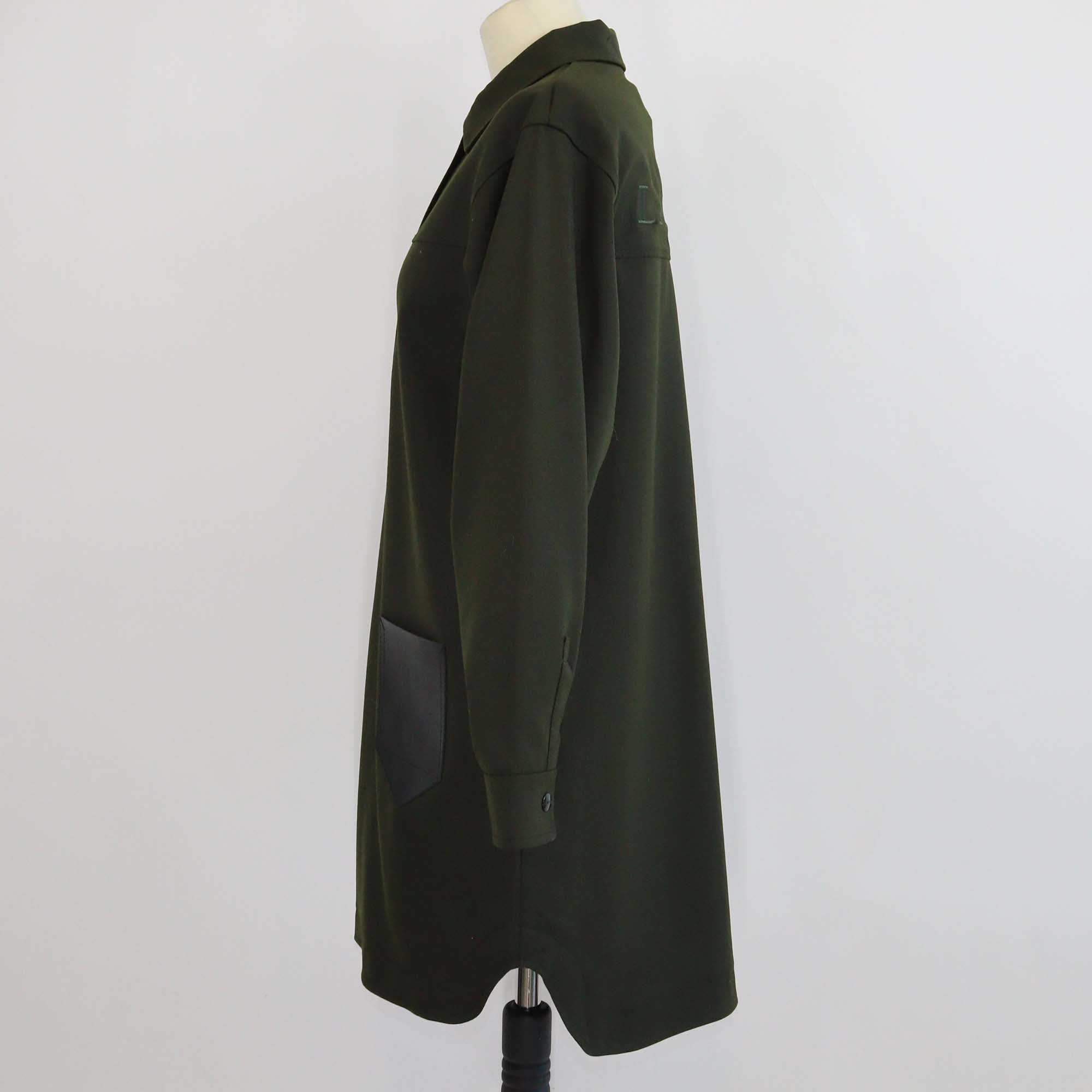 Lanvin Olive Green Wool Enfant Polo-Collar Long-Sleeve Dress