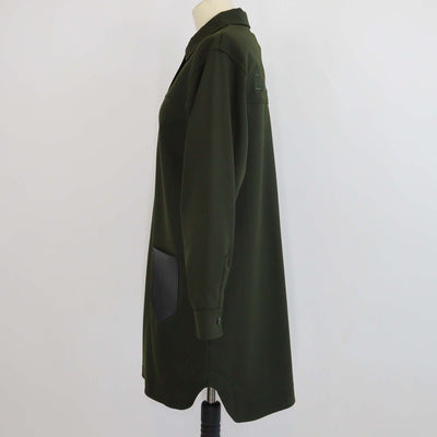 Lanvin Olive Green Wool Enfant Polo-Collar Long-Sleeve Dress